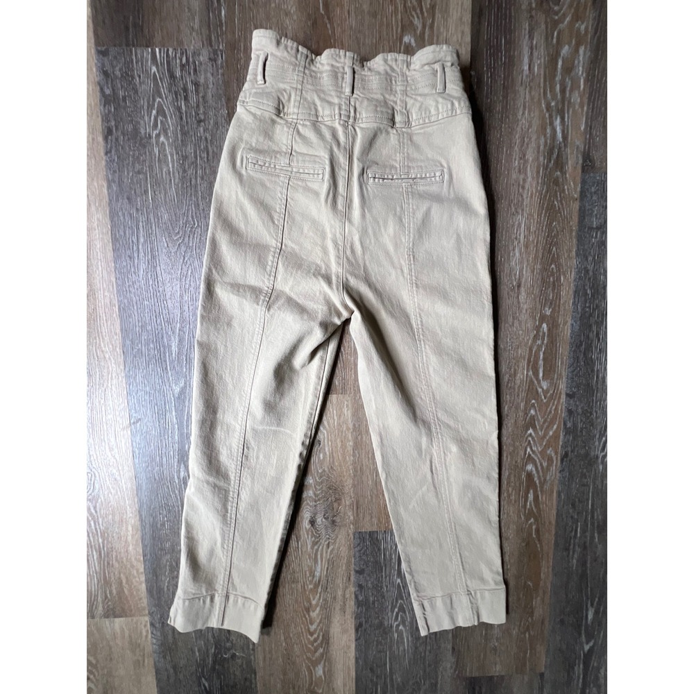 Gap Utility Pants Women 00 Tan High Waisted Tapered Leg Paperbag Waist Slit Hem